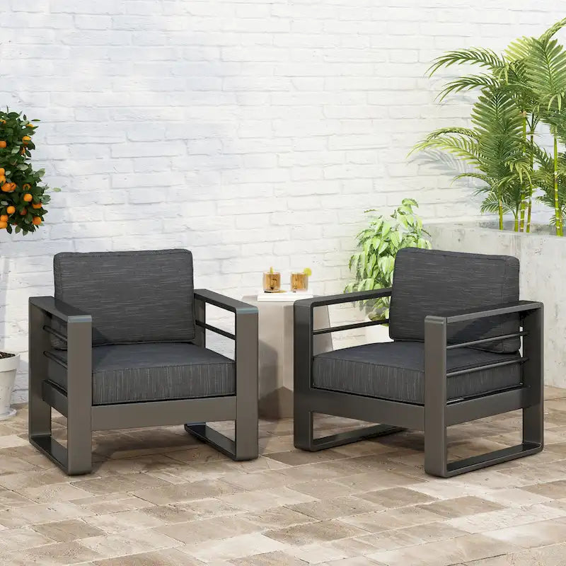 Fauteuils de club en aluminium Maya Bay (lot de 2) par Christopher Knight Home