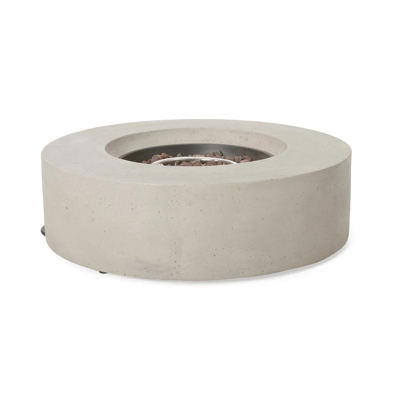 Chaises longues d'extérieur en bois d'acacia Sherwood et foyer circulaire au propane de 50 000 BTU par Christopher Knight Home