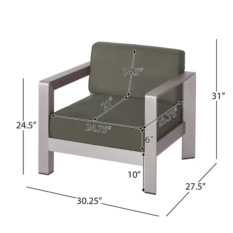 Ensemble de conversation d'extérieur moderne 4 places en aluminium Amata avec foyer et support de réservoir par Christopher Knight Home