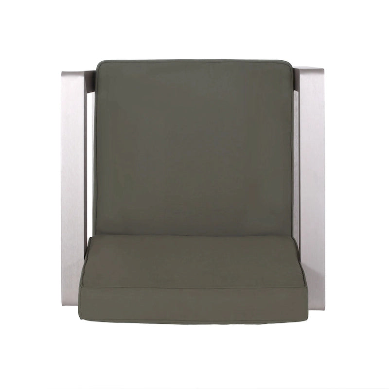 Ensemble de conversation d'extérieur moderne 4 places en aluminium Amata avec foyer et support de réservoir par Christopher Knight Home