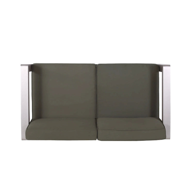Ensemble de conversation d'extérieur moderne 4 places en aluminium Amata avec foyer et support de réservoir par Christopher Knight Home