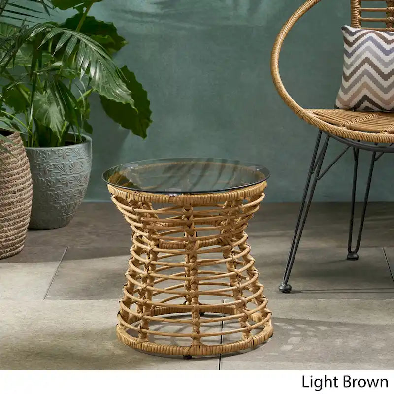 Table d'appoint d'extérieur en osier San Pedro de Christopher Knight Home - 15,50 l x 15,50 L x 15,50 H po