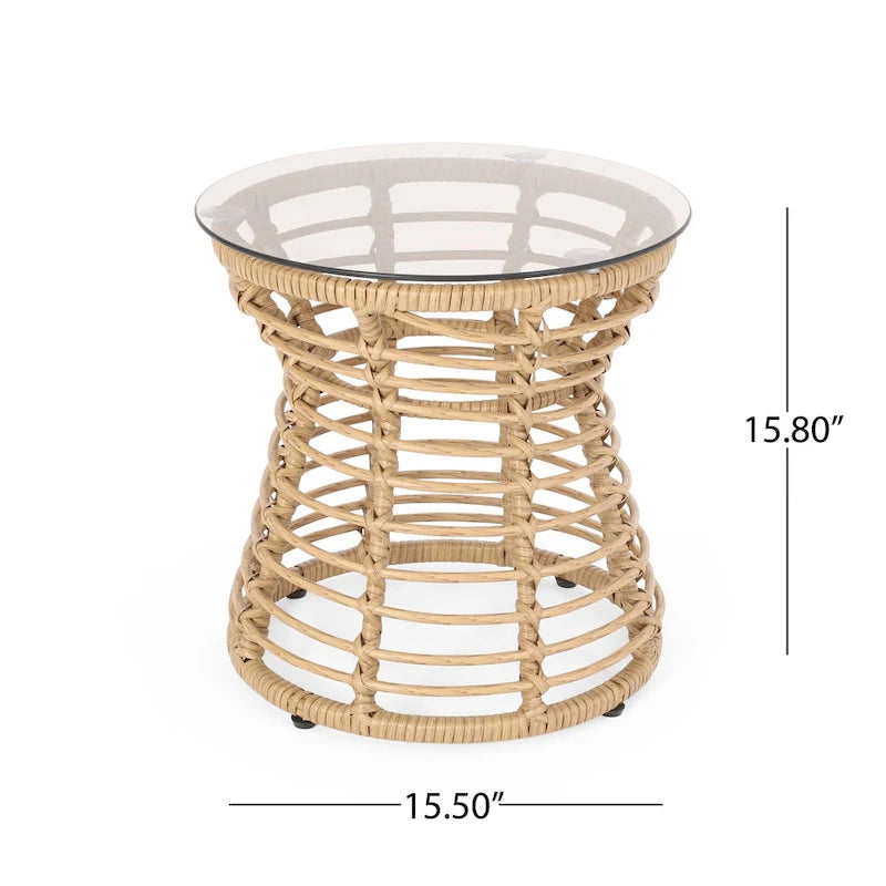 Table d'appoint d'extérieur en osier San Pedro de Christopher Knight Home - 15,50 l x 15,50 L x 15,50 H po