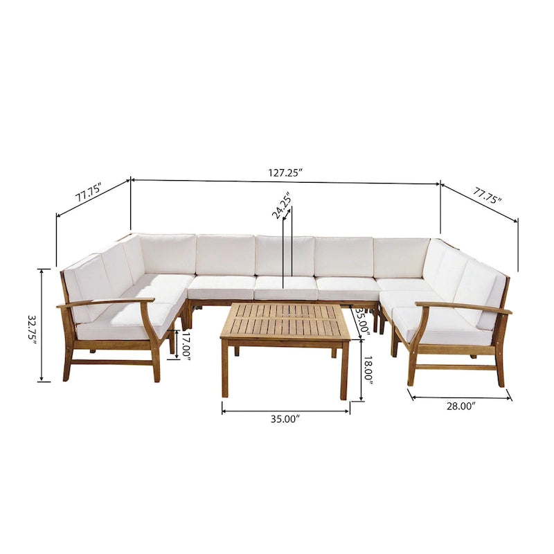 Ensemble de canapé d'angle 9 places en bois d'acacia Perla par Christopher Knight Home