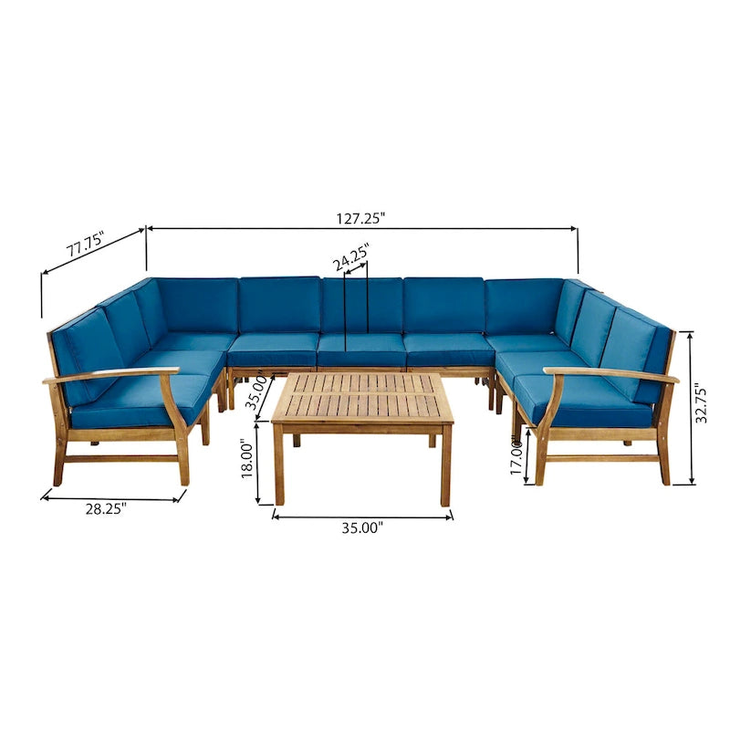 Ensemble de canapé d'angle 9 places en bois d'acacia Perla par Christopher Knight Home