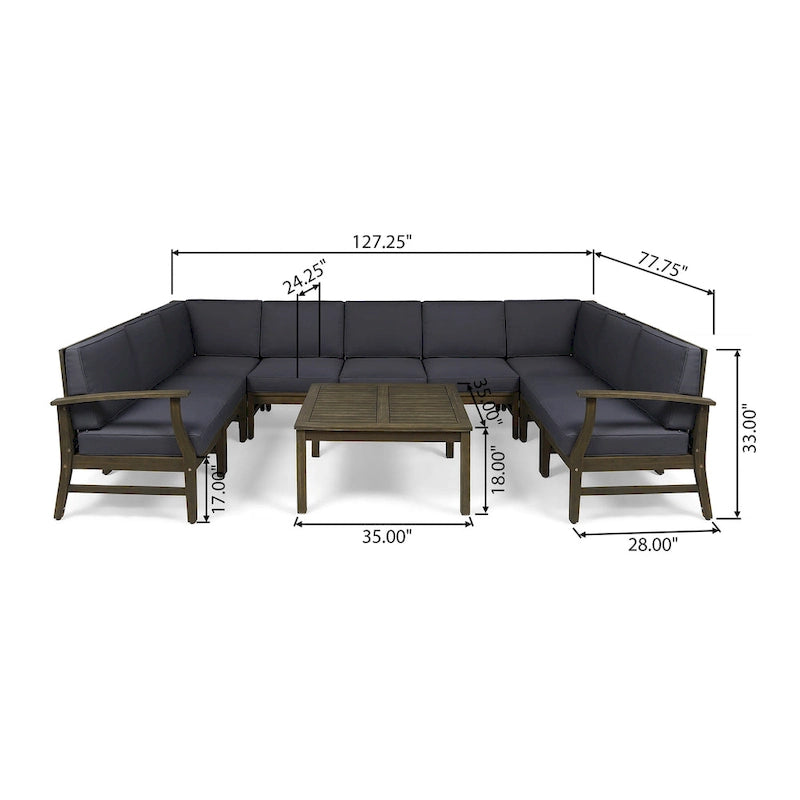 Ensemble de canapé d'angle 9 places en bois d'acacia Perla par Christopher Knight Home