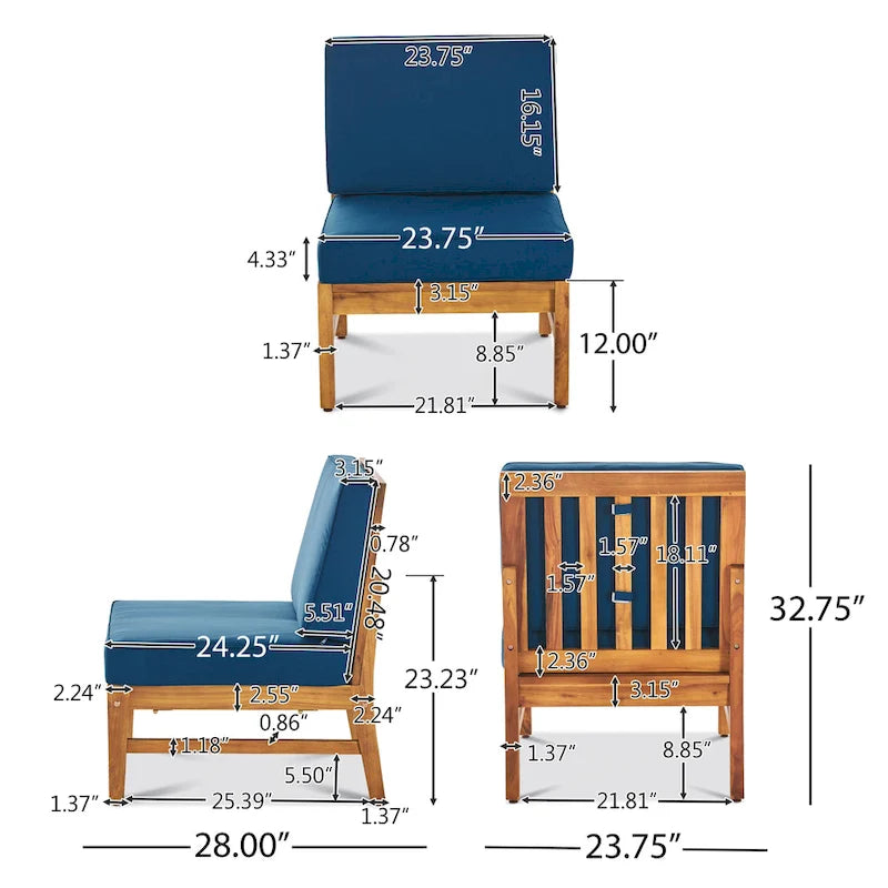 Ensemble de canapé d'angle 9 places en bois d'acacia Perla par Christopher Knight Home