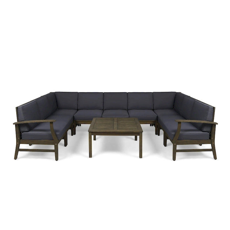 Ensemble de canapé d'angle 9 places en bois d'acacia Perla par Christopher Knight Home