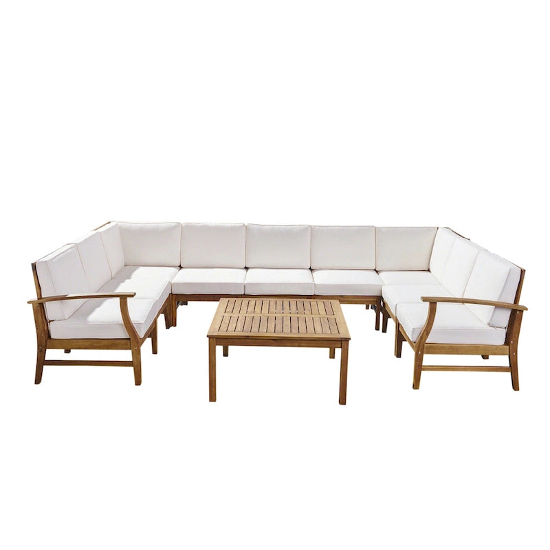 Ensemble de canapé d'angle 9 places en bois d'acacia Perla par Christopher Knight Home