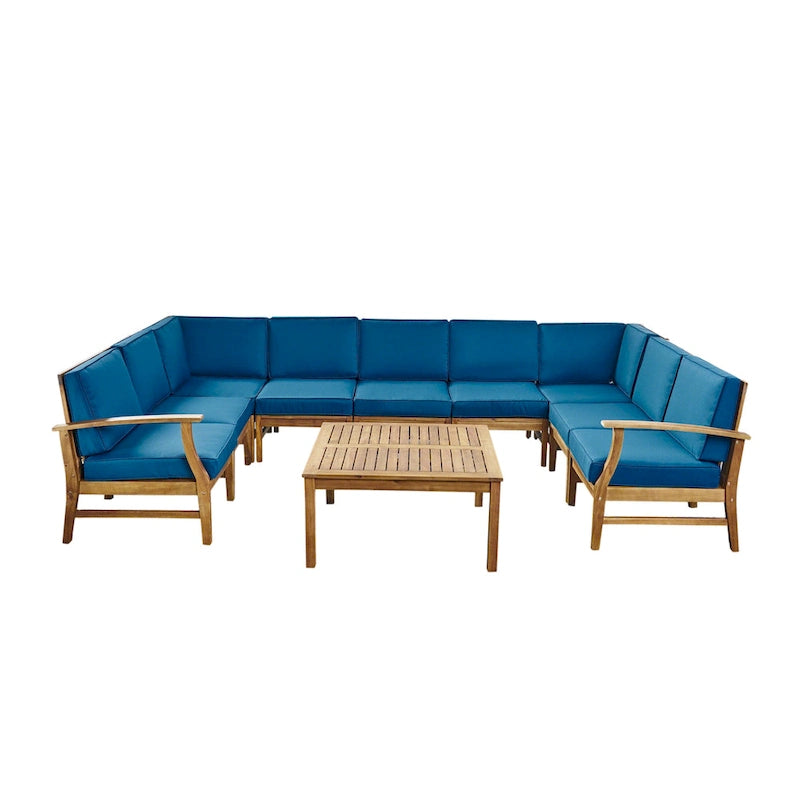 Ensemble de canapé d'angle 9 places en bois d'acacia Perla par Christopher Knight Home