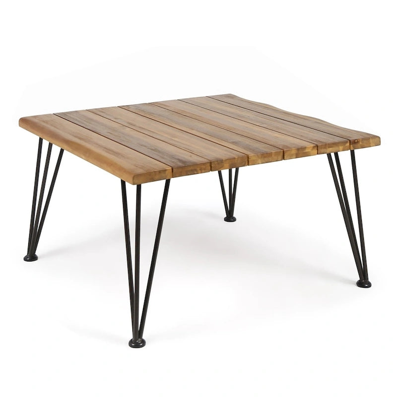 Table basse carrée d'extérieur industrielle en bois d'acacia Zion par Christopher Knight Home
