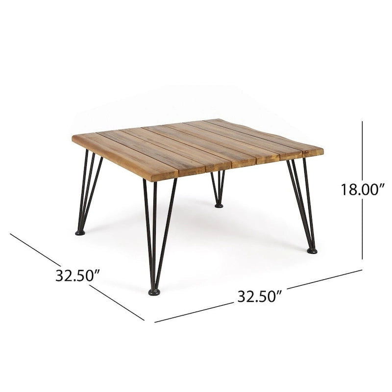 Table basse carrée d'extérieur industrielle en bois d'acacia Zion par Christopher Knight Home