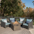 Ensemble de 5 fauteuils de jardin en osier Antibes avec foyer carré par Christopher Knight Home