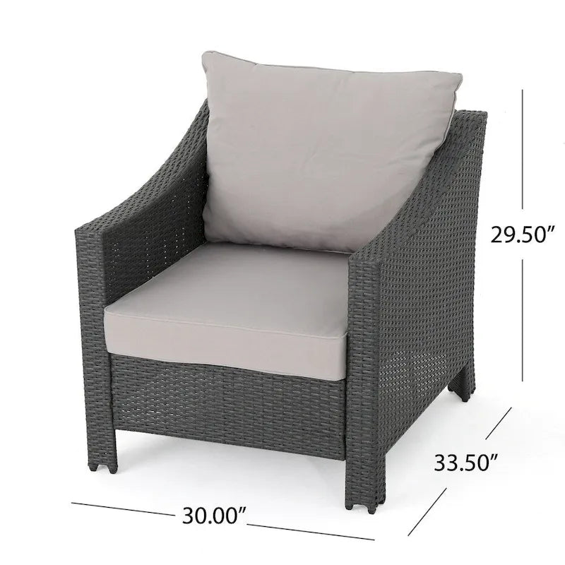 Ensemble de 5 fauteuils de jardin en osier Antibes avec foyer carré par Christopher Knight Home
