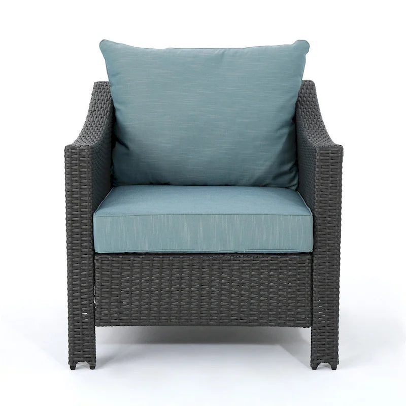 Ensemble de 5 fauteuils de jardin en osier Antibes avec foyer carré par Christopher Knight Home