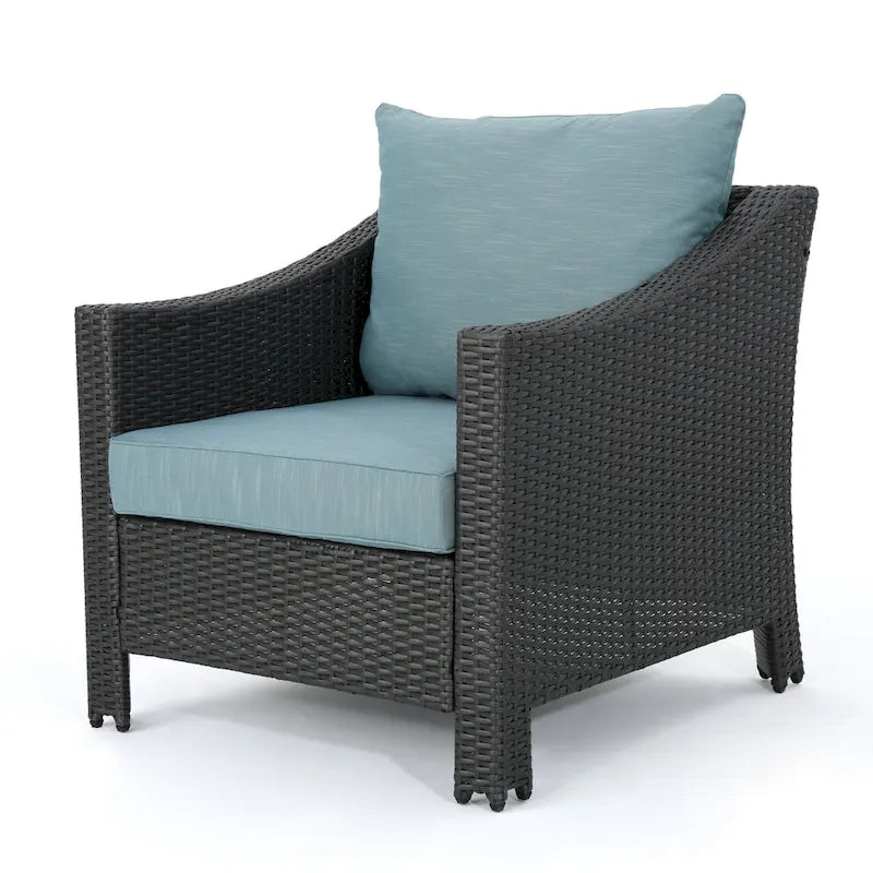Ensemble de 5 fauteuils de jardin en osier Antibes avec foyer carré par Christopher Knight Home