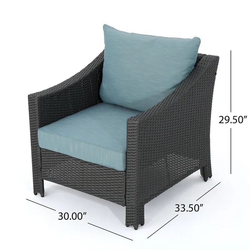 Ensemble de 5 fauteuils de jardin en osier Antibes avec foyer carré par Christopher Knight Home