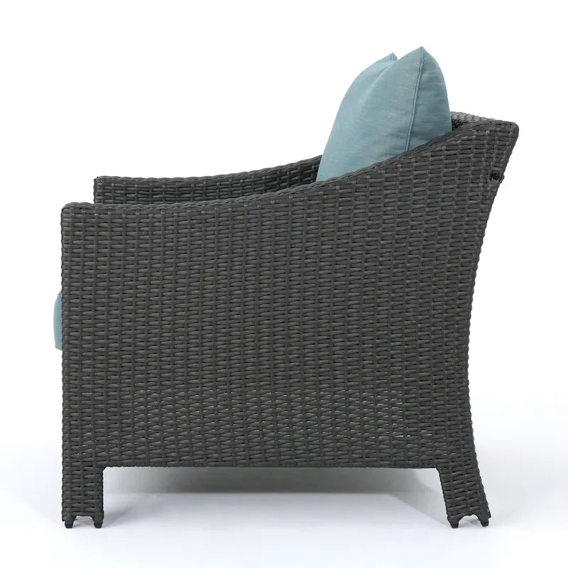 Ensemble de 5 fauteuils de jardin en osier Antibes avec foyer carré par Christopher Knight Home