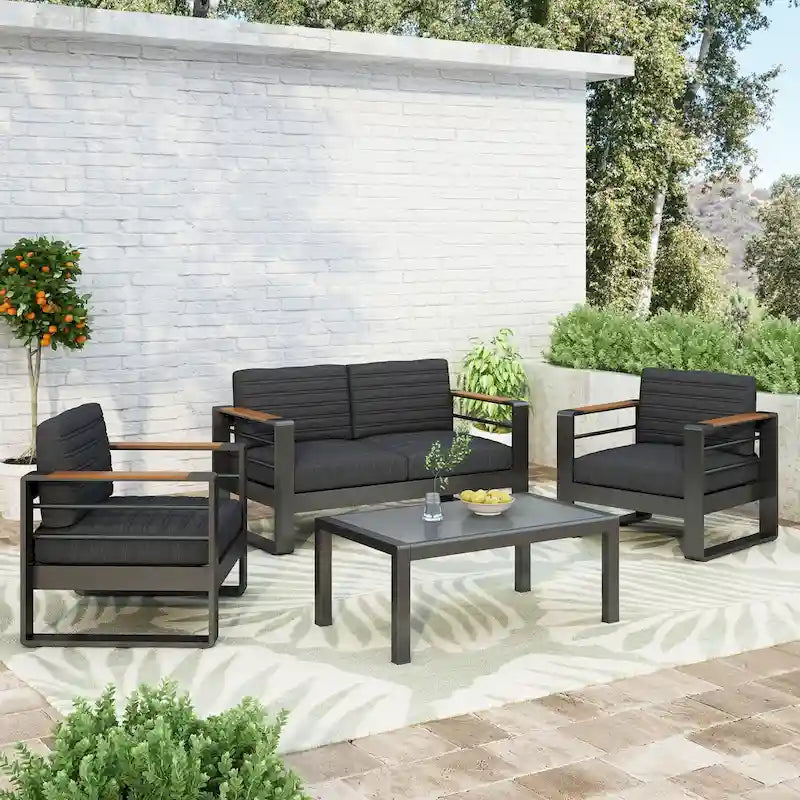 Giovanna Cushioned 4-piece Patio Chat Set by Christopher Knight Home