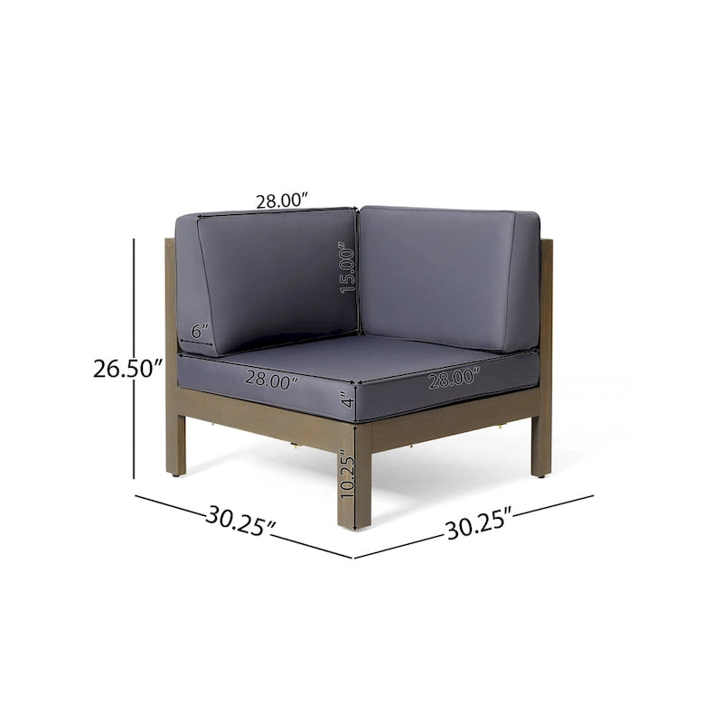 Ensemble de canapé d'angle 9 pièces en bois d'acacia Brava de Christopher Knight Home