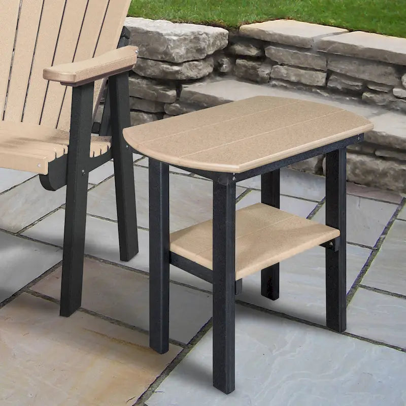 Table d'appoint ovale OS Home and Office Model en Weatherwood avec piétement noir
