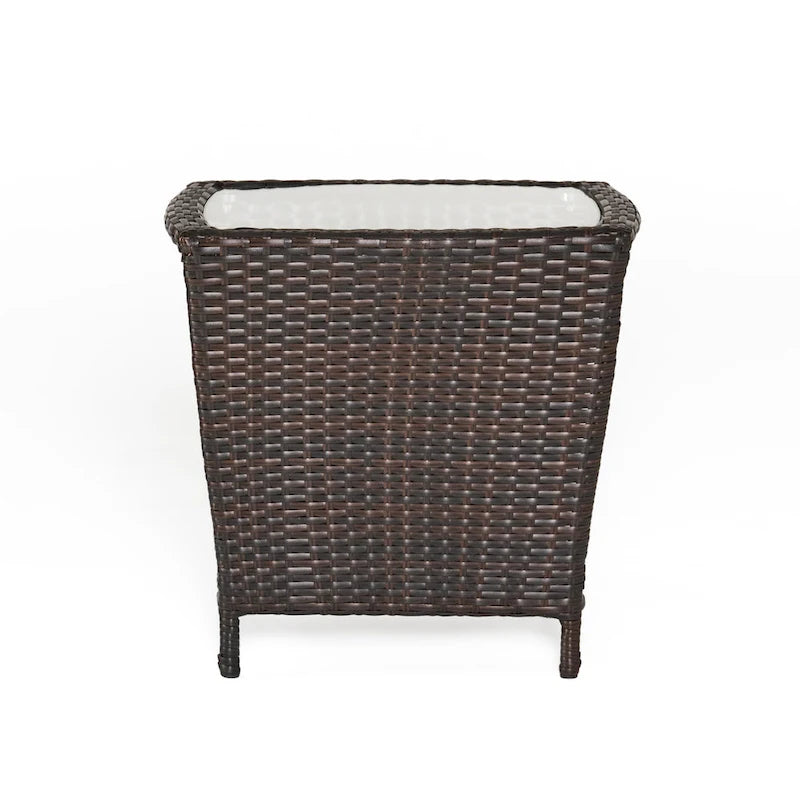 Table d'appoint d'extérieur en osier Weston avec plateau en verre par Christopher Knight Home