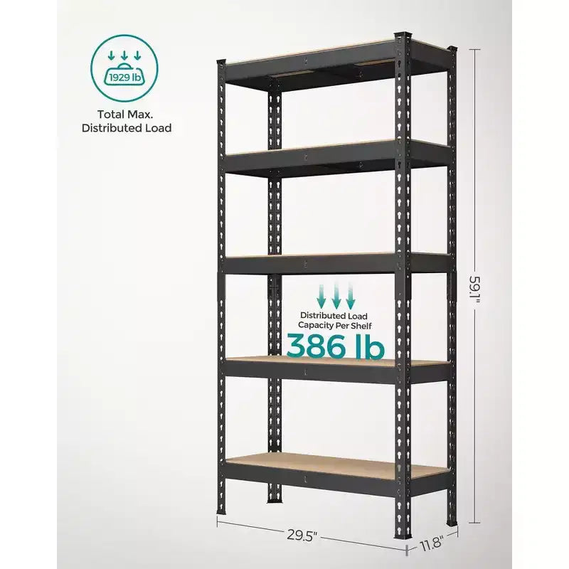 Étagères de rangement à 5 niveaux, unité de rayonnage réglable sans boulons, capacité de 875 kg