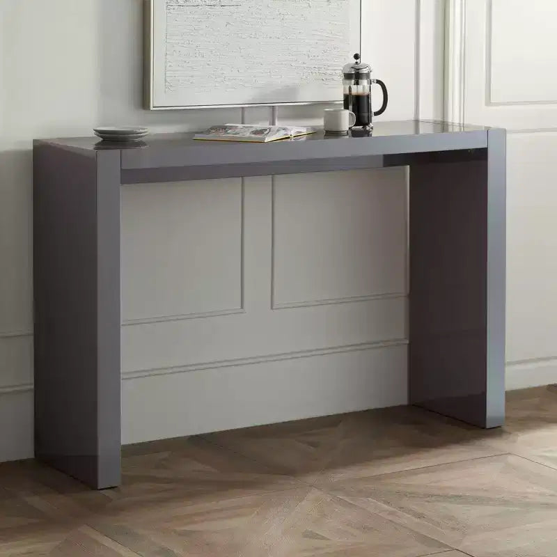 Table de bar rectangulaire en bois moderne minimaliste 60x18, gris brillant