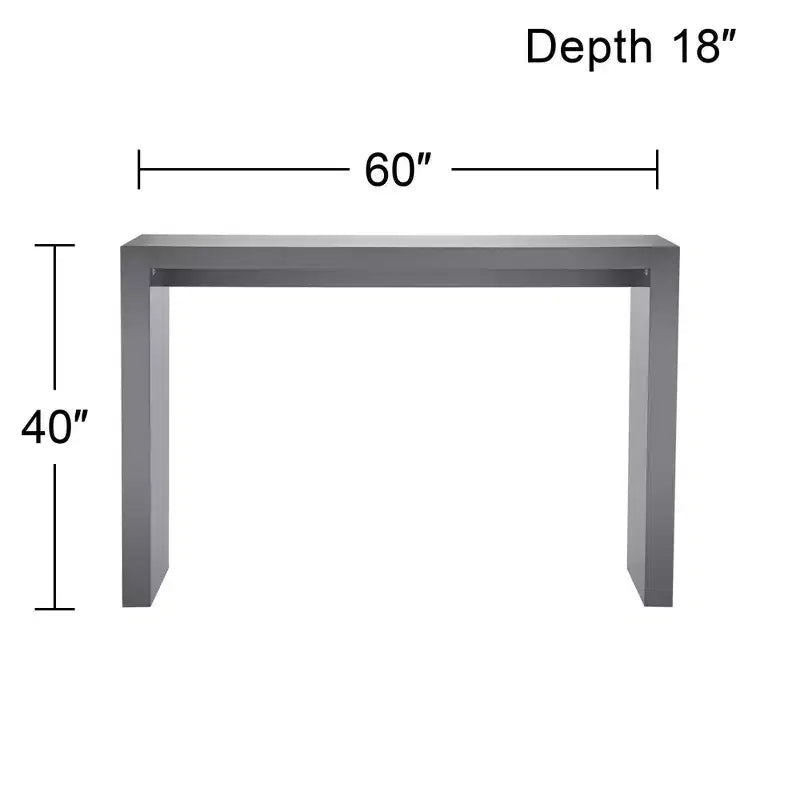 Table de bar rectangulaire en bois moderne minimaliste 60x18, gris brillant