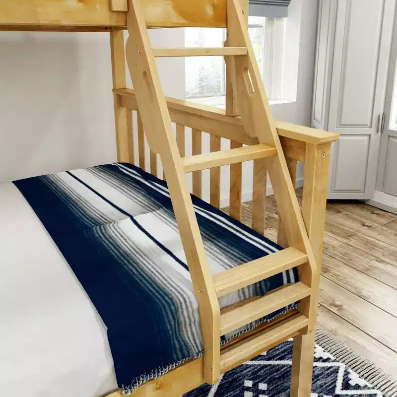 Lit superposé double en bois massif avec lit double en dessous, sans sommier tapissier requis