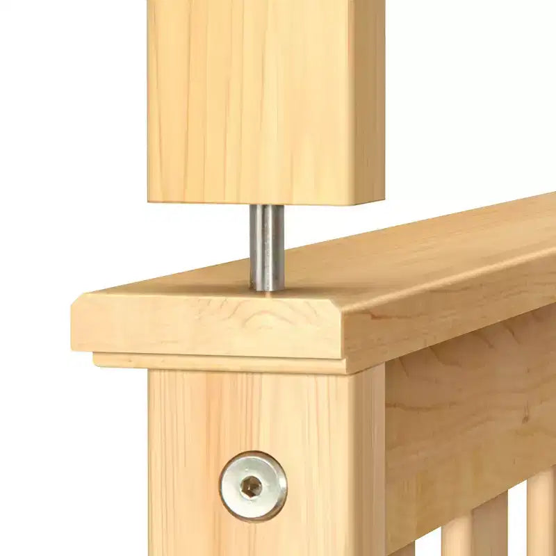 Lit superposé double en bois massif avec lit double en dessous, sans sommier tapissier requis