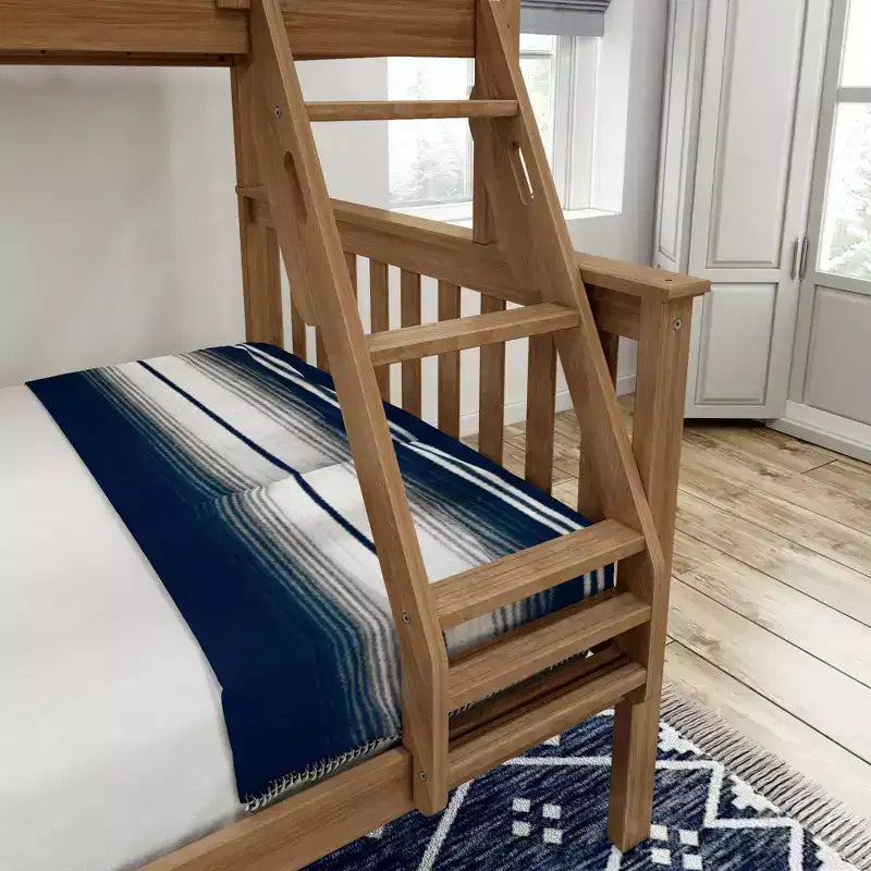 Lit superposé double en bois massif avec lit double en dessous, sans sommier tapissier requis