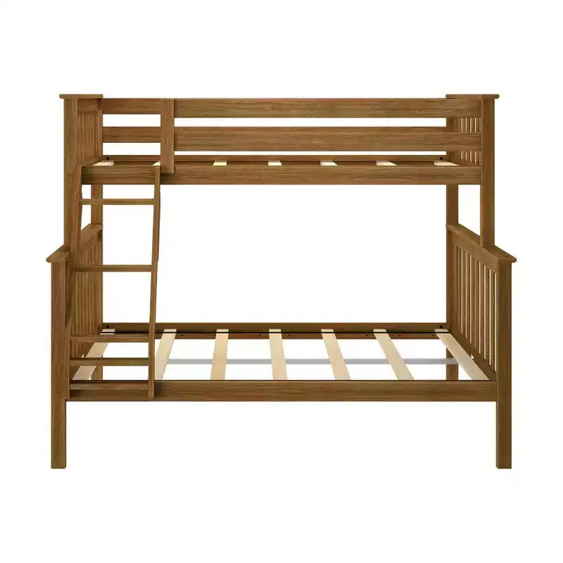 Lit superposé double en bois massif avec lit double en dessous, sans sommier tapissier requis
