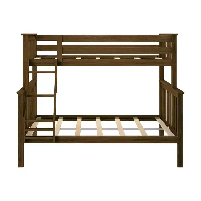 Lit superposé double en bois massif avec lit double en dessous, sans sommier tapissier requis