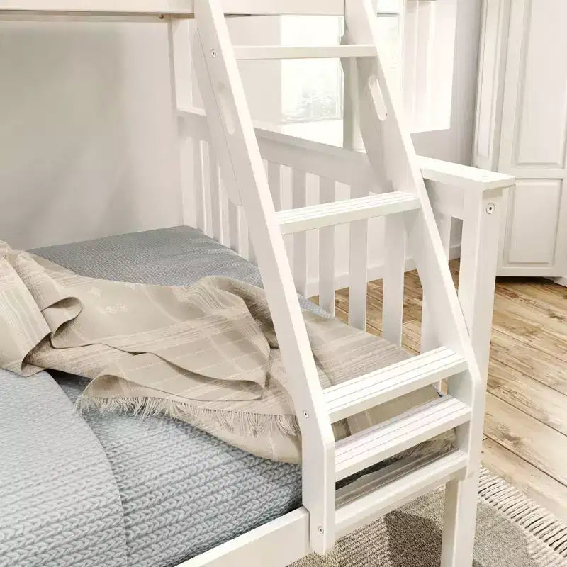 Lit superposé double en bois massif avec lit double en dessous, sans sommier tapissier requis