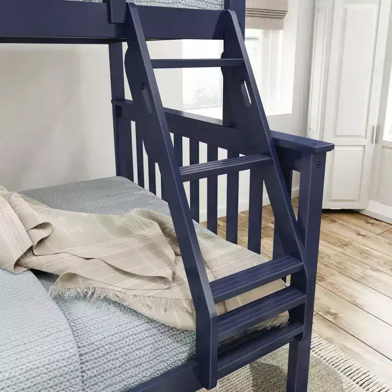 Lit superposé double en bois massif avec lit double en dessous, sans sommier tapissier requis