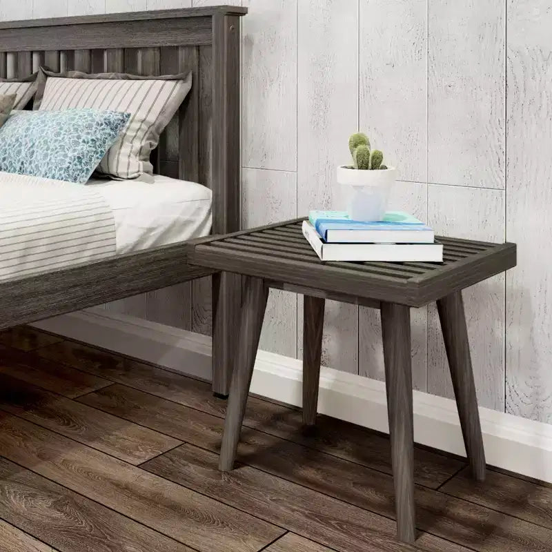 Banc d'entrée en bois massif du milieu du siècle, 48 cm