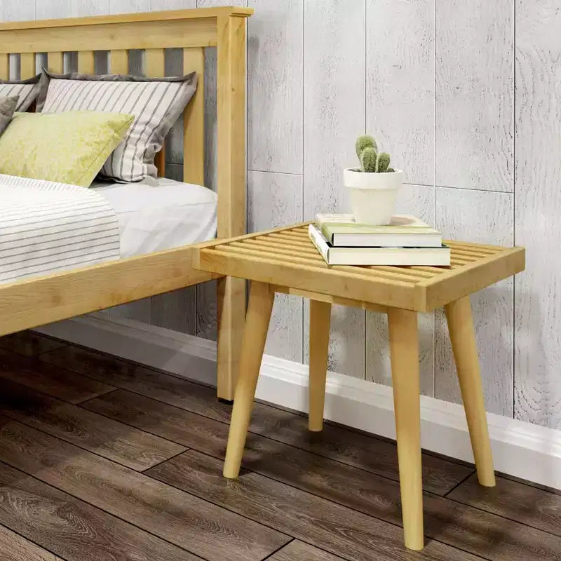 Banc d'entrée en bois massif du milieu du siècle, 48 cm