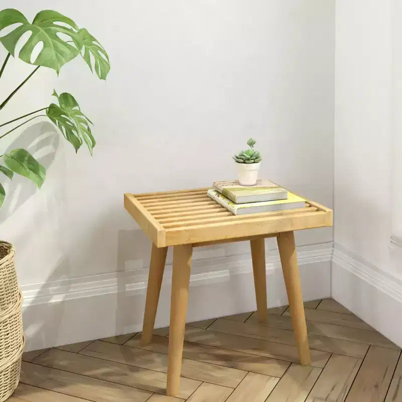 Banc d'entrée en bois massif du milieu du siècle, 48 cm