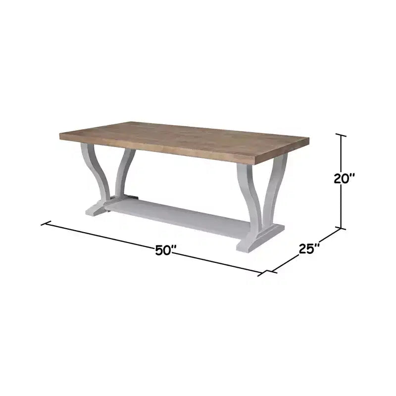 Table basse en bois massif, hévéa teinté gris
