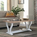 Table basse en bois massif, hévéa teinté gris