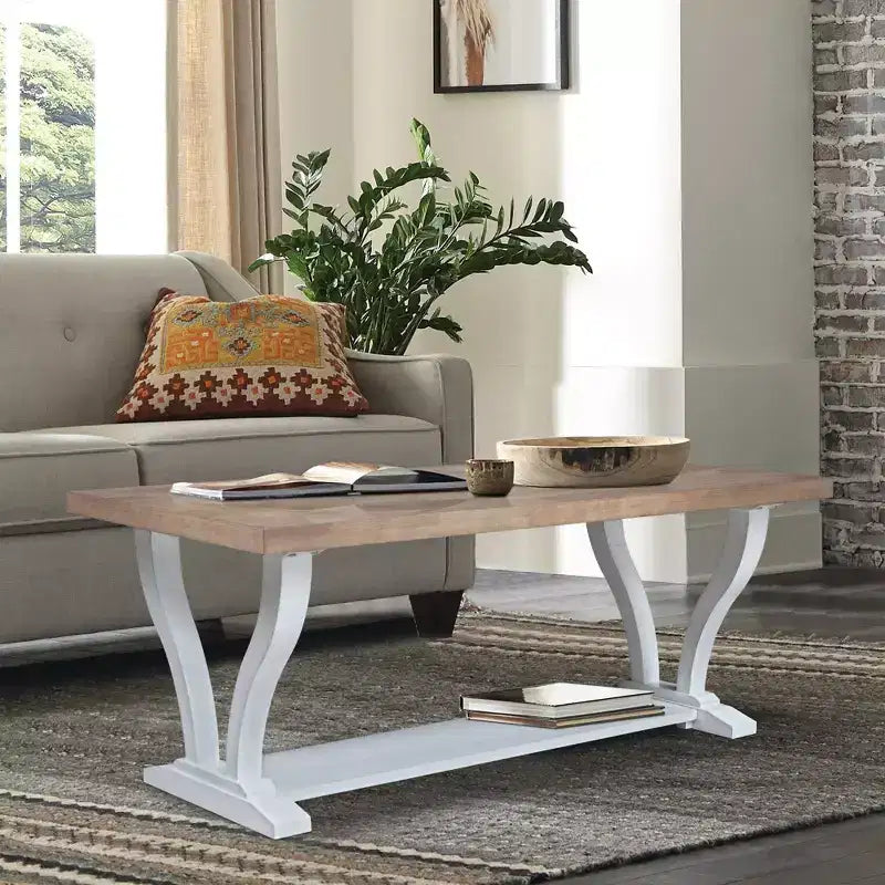 Table basse en bois massif, hévéa teinté gris