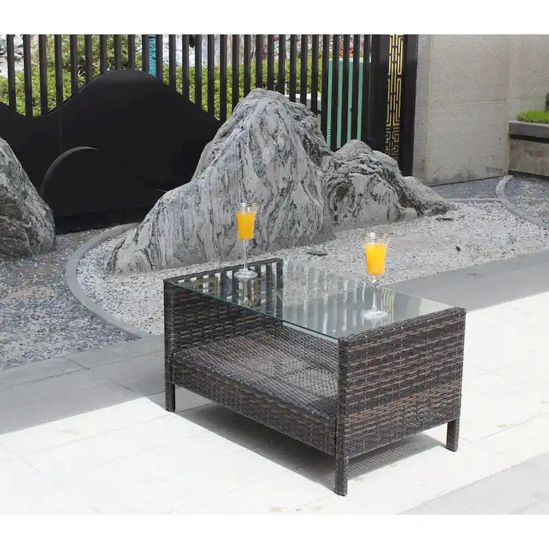 Table basse avec plateau en verre trempé transparent