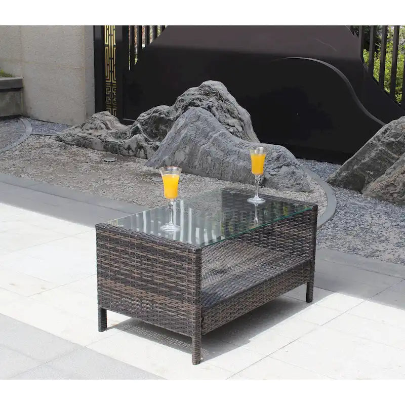 Table basse avec plateau en verre trempé transparent