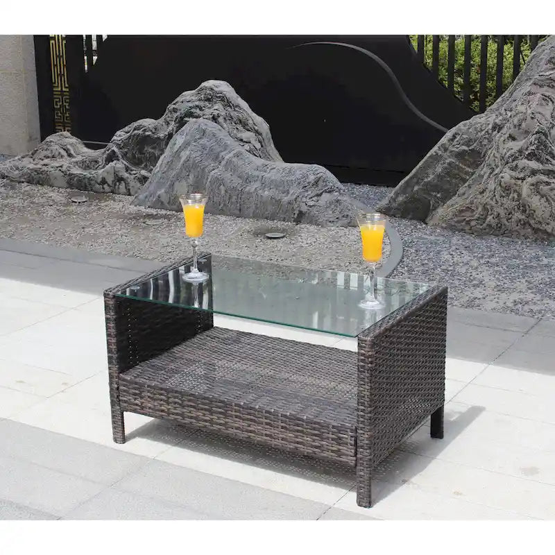 Table basse avec plateau en verre trempé transparent