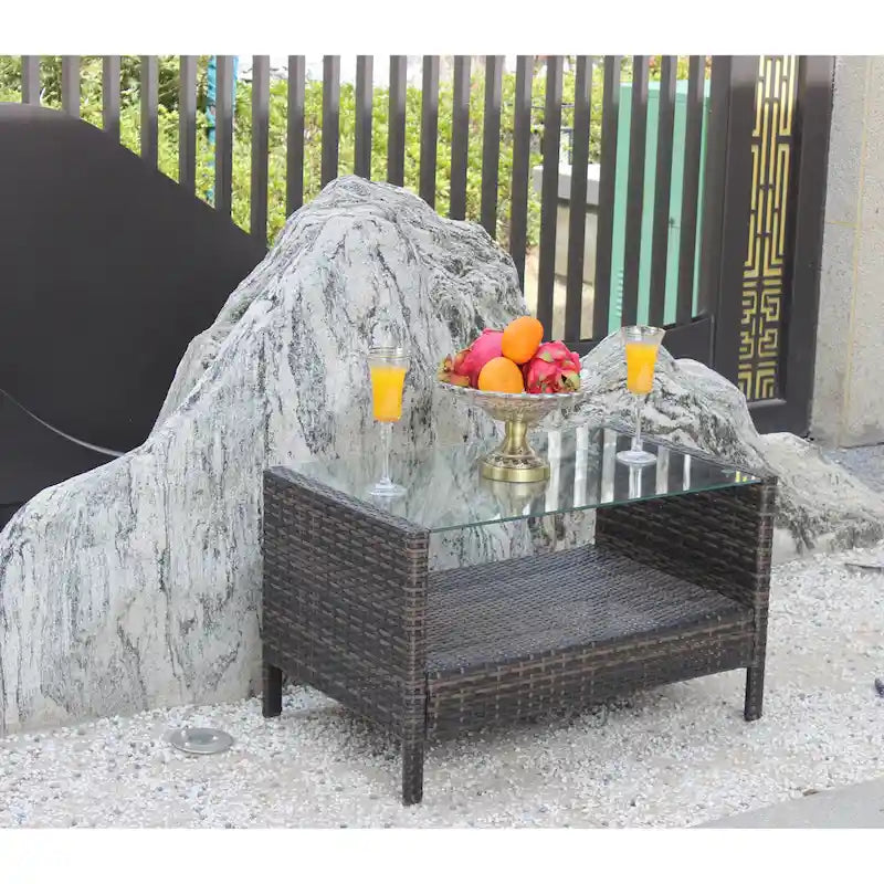 Table basse avec plateau en verre trempé transparent