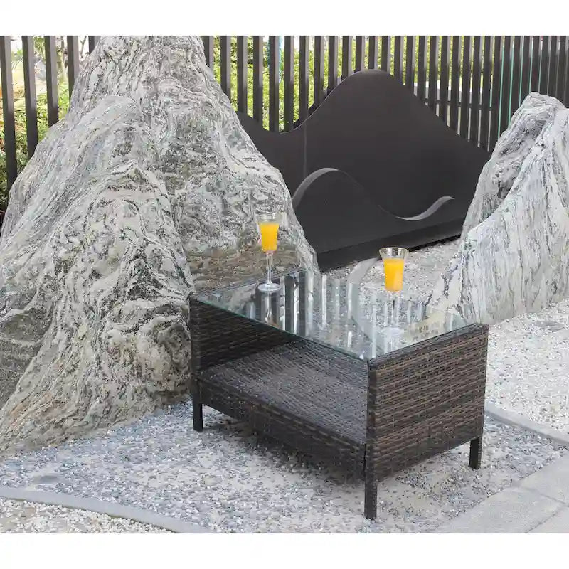 Table basse avec plateau en verre trempé transparent