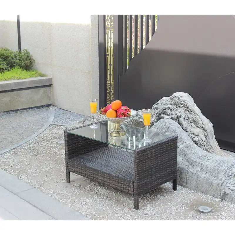 Table basse avec plateau en verre trempé transparent