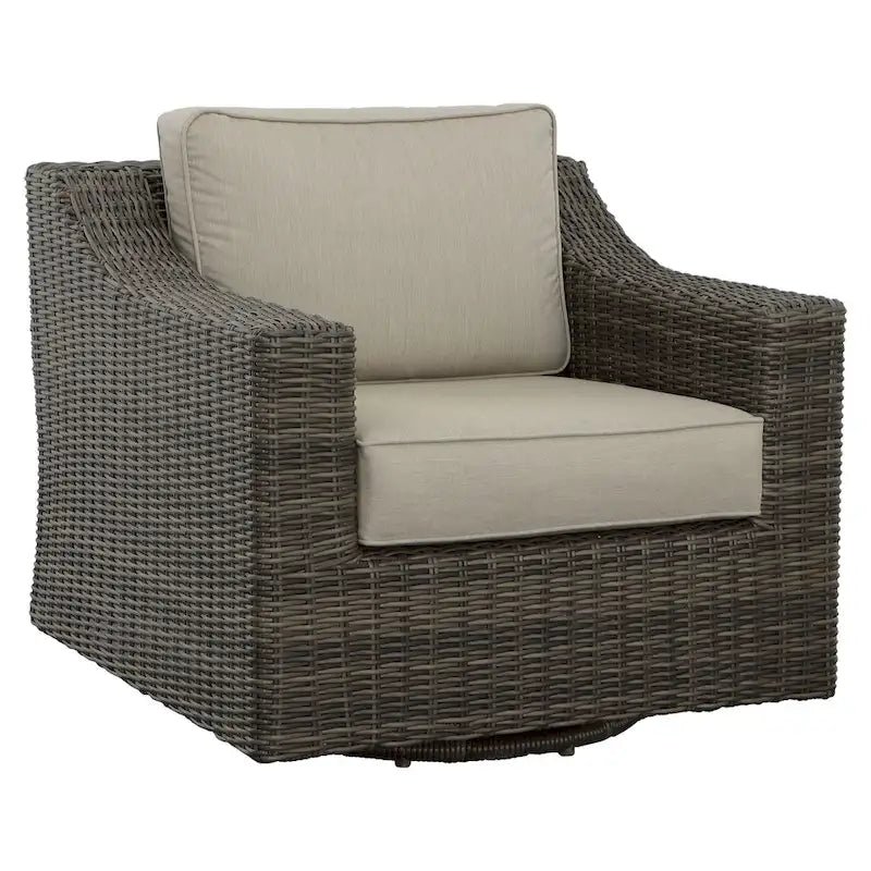 Jarrow Wicker Swivel Lounge Chair, Brown/ Gray