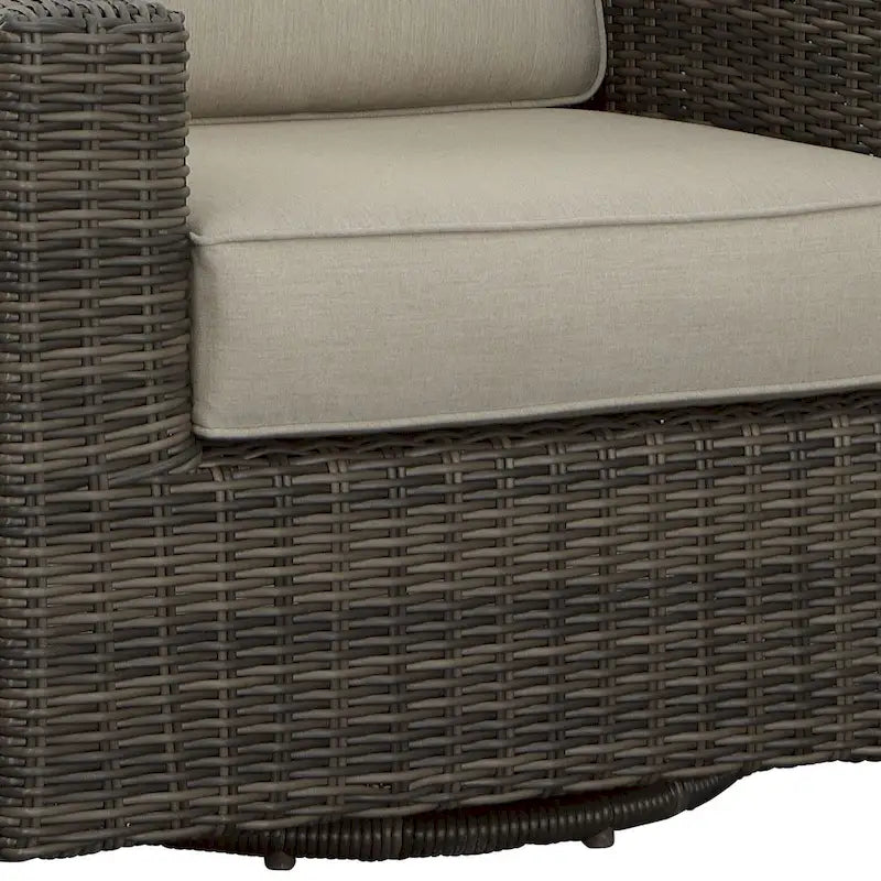 Fauteuil lounge pivotant en osier Jarrow, marron/gris